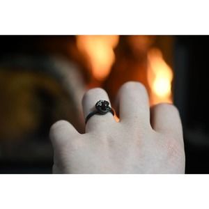 Raw Garnet and Diamond Engagement Ring, Rough Diamond Wedding Band